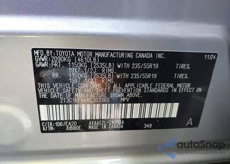 2024 Toyota Rav4 Xle Premium из США, поврежденный, VIN 2T3C1RFV4RC303360